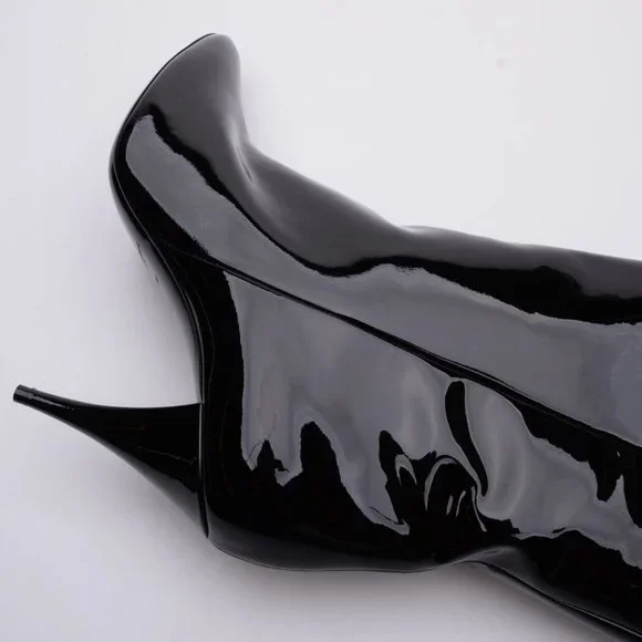 SAINT LAURENT Patent Leather Over Knee Boots - Picture 2 of 9